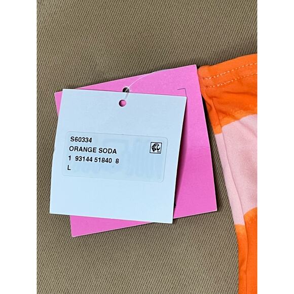 Kate Spade Awning Stripe High Waist Bikini Bottom Swim L Orange Soda NWT - Picture 6 of 6